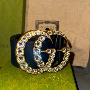 Gucci Crystal GG Leather Belt 'Nero/Crystal'